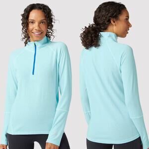 Stio Womens Tipton Tech Half Zip Base Layer In Glacial Heather Size XL New